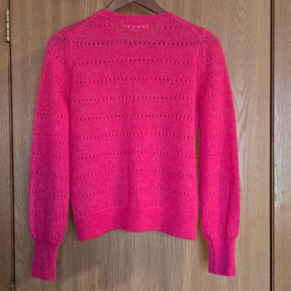 Boden Mohair Wool Blend Fluffy Textured Cardigan Vibrant Pink - Picture 4 of 13
